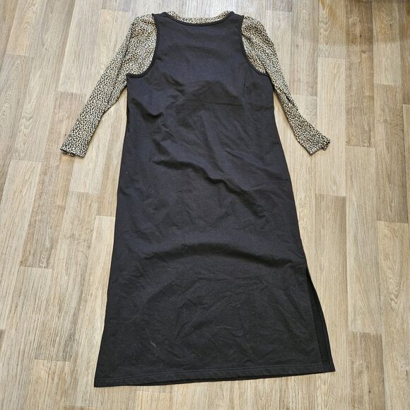 Vtg Koret Layered Maxi Dress Womens LP Leopard Print Zebra Safari Boho Cheetah - Picture 6 of 10